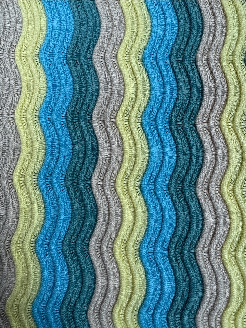 yllw the label Felix Knit Dress Blue Yellow Wave Stripe Button Collared Retro - Picture 14 of 15